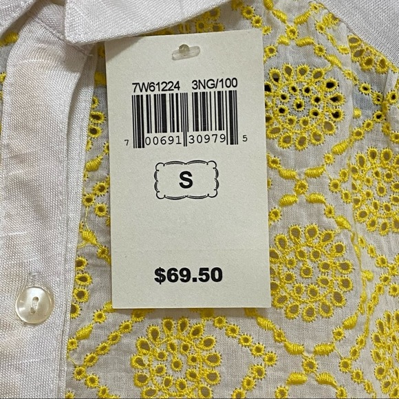 Lucky Brand Vivienne White & Yellow Sleeveless Collared Top size S NWT - Picture 4 of 8